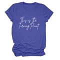 Detail of blue crew neck T-shirt featuring This is the Turning Point white print - Retro Blue (White Font)