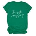 Close-up of crew neck t-shirt in dark green with This is the Turning Point print - Dark Green (White Font)