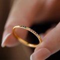 Minimalistischer Regenbogen-Ring aus 18k vergoldetem Edelstahl für Damen - US 5 / FJ188 Bunter Spulen-Diamantring - Gold