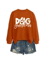 Burnt orange Dog Grandma sweatshirt paired with distressed blue denim shorts on white background - Burnt Orange (White Font)