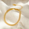 Bracciale a tre file di perline placcate oro 18K per donna con chiusura a moschettone - Bracciale con giunzione di mini perline (FS172)