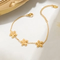 Bracciale a fiori placcato oro 18K con tre ciondoli opachi e chiusura con moschettone - Bracciale di Fiori (FS180) / Oro