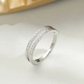 Silver titanium steel ring featuring double rows of 22 sparkling inlaid zircons - Number 5 / Silver