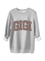 Détail de la doublure polaire du sweat gris GIGI avec motif imprimé léopard - S / Gris clair