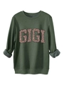 Détail de la doublure polaire grise et du col côtelé sur le sweat-shirt GIGI vert foncé - S / Vert Militaire