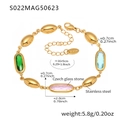 Golden stainless steel anklet with colorful marquise-cut Czech glass stones - Gold Mixed Color Glass Stone Style (S022)