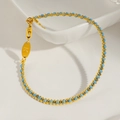 Geflochtenes hellblaues Armband mit Goldperlen und Buchstabe K Anhänger Design - Kleine Blaue Schnur / Gold (K)