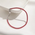 Handgewebtes rotes Seilarmband mit Silberperlen und S925-Herzanhänger für Damen - Rote Schnur / Silber (S925)