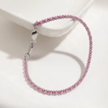 Rosa gewebtes Armband mit Silberperlen und Karabinerverschluss für das Jahr der Schlange - Rosa Schnur / Silber (K)