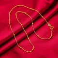 Golden titanium steel box chain necklace with spacer beads on red silk background - Beaded Chain Between Boxes / 45cm / Gold