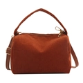 Sac à main en velours côtelé marron grande capacité avec bandoulière réglable style rétro - Marron