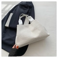 Sac fourre-tout tendance en velours côtelé blanc crème à grande capacité - Blanc Cassé