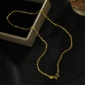 Polished titanium steel Chopin chain necklace in gold finish with vintage S-hook clasp - Sun Flower Link Chain / 45cm / Gold