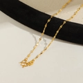Golden titanium steel beaded necklace with a traditional W-hook clasp for women - Lips Chain Necklace / 45cm / Gold
