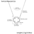 Silver stainless steel clover pendant necklace with zircon stones and 43+5cm chain size - 40+5cm / Steel Color Necklace (TXP337)