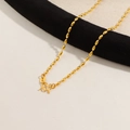 Golden titanium steel beaded necklace with oval rice beads and a classic S-hook clasp - Rice Bead Chain / 45cm / Gold