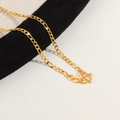 Golden Figaro chain necklace in titanium steel featuring a classic link design and S-hook - Figaro Chain / 45cm / Gold