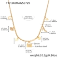 Gedetailleerde maattabel voor vergulde roestvrijstalen ketting met 7 diverse bedels - Slot Hanger Multi-Charm Ketting (TXP348) / Kettinglengte 41+5cm