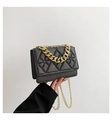 Sparkling black quilted crossbody bag with golden chain straps and elegant shimmer finish - Black