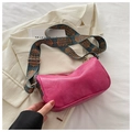 Bolso de cuero PU fucsia con correa tejida de estilo étnico vintage detallado - Rosa intenso
