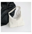 Elegante borsa tote in pelle pieghettata bianca con tracolla dal design minimalista - Bianco