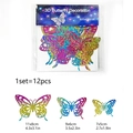 12pcs 3D laser hollow butterfly wall stickers set in various sizes for home decor - Iridescent Hollow Butterfly Set (YH4013)