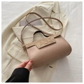 Light beige frosted suede crossbody handbag with premium拼接leather texture and handle - Khaki