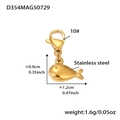 Ciondolo a delfino dorato in acciaio inossidabile con dimensioni e specifiche tecniche - Piccolo Ciondolo Balena Solo (Senza Catena) (D354) / 2 Pezzi/Set / Oro