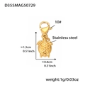 Ciondolo a forma di tartaruga in acciaio dorato con trama a nido d'ape e chiusura - Pendaglio Tartaruga Marina Oro (D355)