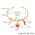 Tabella taglie dettagliata per bracciale in acciaio dorato con charms a cuore - Stile Sacro Cuore Croce Oro (Z494)