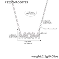 Zilverkleurige MOM-ketting met zirkonia-hanger en afmetingen van de ketting - Zilveren MOM Stijl