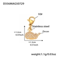 Ciondolo a forma di delfino in acciaio inossidabile placcato oro 18k con zirconi - Ciondolo Balena Zirconia Solo (Senza Catena) (D356) / 1 Pezzo / Oro