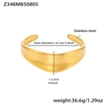 Dimensiones del brazalete ancho de acero inoxidable dorado con textura en curva S - Estilo Liso Ancho (Z348) / Dorado