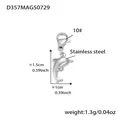Ciondolo a delfino in acciaio inossidabile argento con zircone 5A e chiusura a moschettone - Ciondolo Delfino Solo (Senza Catena) (D357) / 2 Pezzi/Set / Colore acciaio