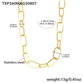 Dettaglio della collana a maglie rettangolari dorate con etichette di misura e materiale - Collana d'Oro (53+5cm)