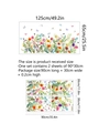 Floral wall decal set dimensions showing 125x65cm layout with daisy and butterfly patterns - 30*90CM*2PCS