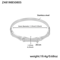 Bracciale rigido in acciaio inossidabile argento stile bambù con zirconi - Bracciale a Bambù Colore Acciaio (Z481)