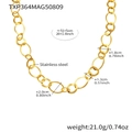Detalle macro de este collar de acero inoxidable bañado en oro 18k con eslabones ovales - 51+5cm / Collar de Oro (TXP364)
