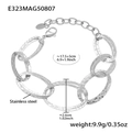 Silbernes Edelstahl-Armband mit doppellagigen gehämmerten ovalen Gliedern - Stahlfarbenes Armband (E323) / Stahlfarben