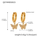 Dimensions détaillées et poids des boucles d'oreilles papillon avec zircons et plaqué or - Q074-Boucles d'oreilles Papillon Doré Zircon