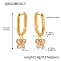 Détail des boucles d'oreilles papillon en acier inoxydable plaqué or 18 carats - Q062-Boucles d'oreilles en U Papillon Doré Zircon