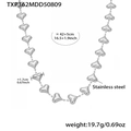 Silver stainless steel necklace with connected hollow heart charms and adjustable chain - Hollow Heart Necklace (TXP362) / Steel Color Heart Necklace (42+5cm)