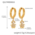 Detail of 18k gold plated stainless steel zircon earrings with size and weight info - Smooth Hoop Girl Style (Q117) / Gold