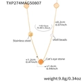 Rainbow crystal beads long necklace with orange cat's eye stone and shell beads - Yellow (TXP274)