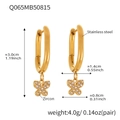 Boucles d'oreilles créoles en acier doré avec pendentif papillon et zircons plaqués or 18k - Q065-Boucles d'oreilles en U Papillon Doré Zircon