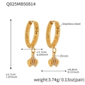U-förmige Kronen-Zirkonia-Ohrhänger aus 18 Karat vergoldetem Edelstahl - Gold Geschnitzte Blumenkrone Stil (Q025)
