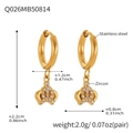 Goldene U-förmige Kronenohrringe aus Edelstahl mit Zirkonia-Einlage und Maßen - Gold Basic Glatte Krone Stil (Q026)