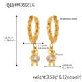 Golden stainless steel hoop earrings with 5A zircon bear pendant in 18k gold plating - Twisted Hoop Bear Style (Q114) / Gold