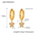 Boucles d'oreilles créoles dorées en acier avec pendentifs papillon et zircons clairs - Q067-Boucles d'oreilles Papillon Doré Zircon