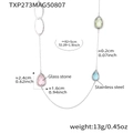 Collana in acciaio inossidabile con pendenti in vetro a goccia rosa, verde e blu - Goccia Multicolore Argento